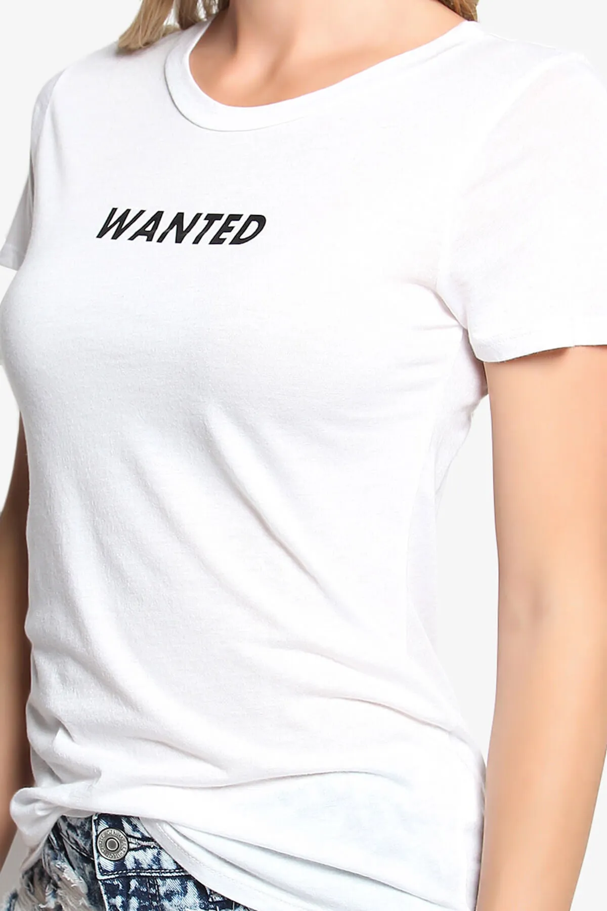 Wanted Letter Print Short Sleeve Tee