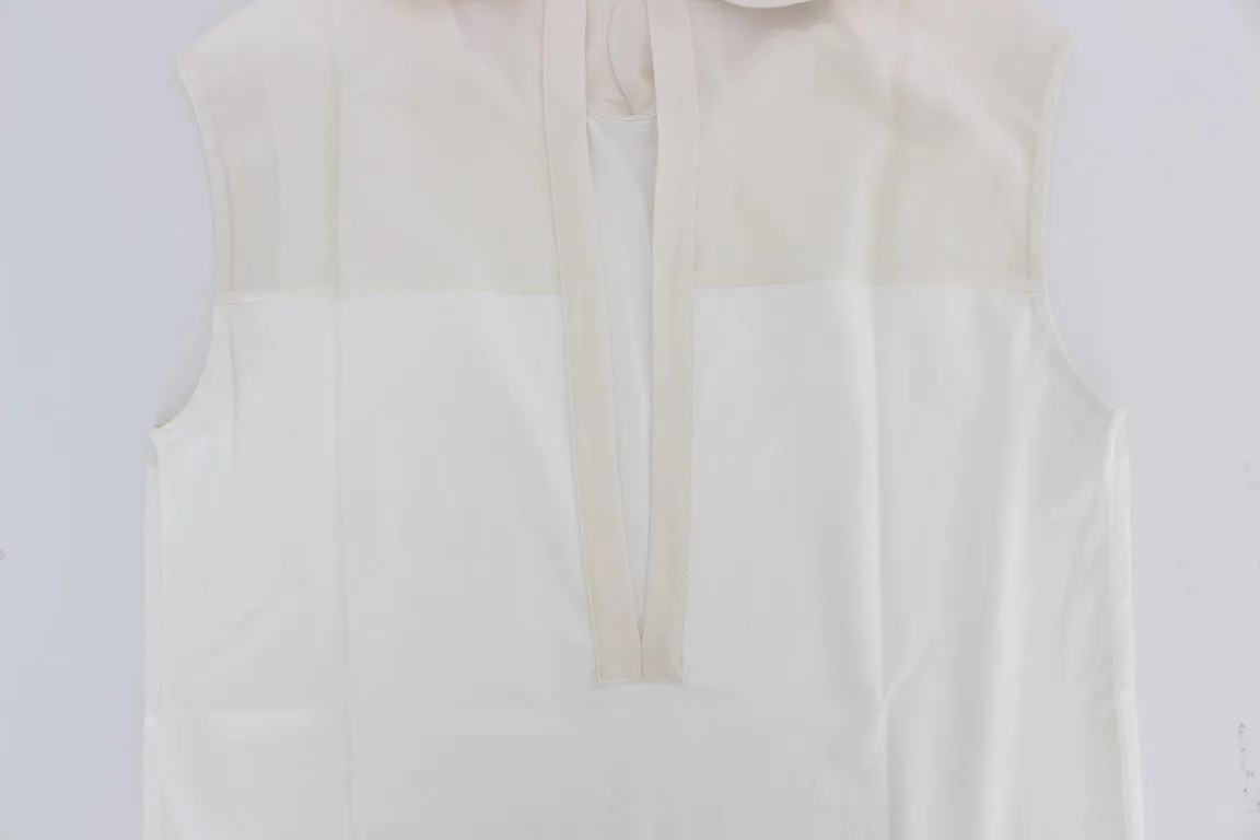 White cotton collar tank top
