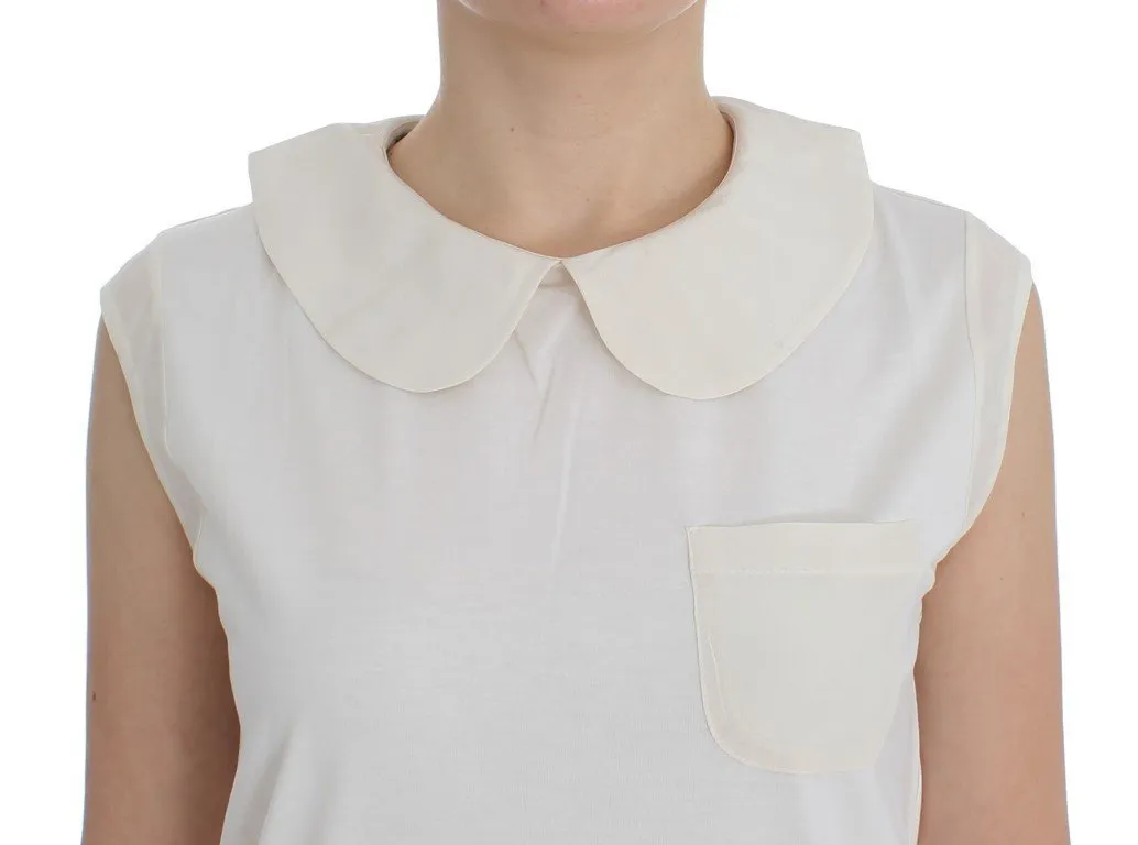 White cotton collar tank top
