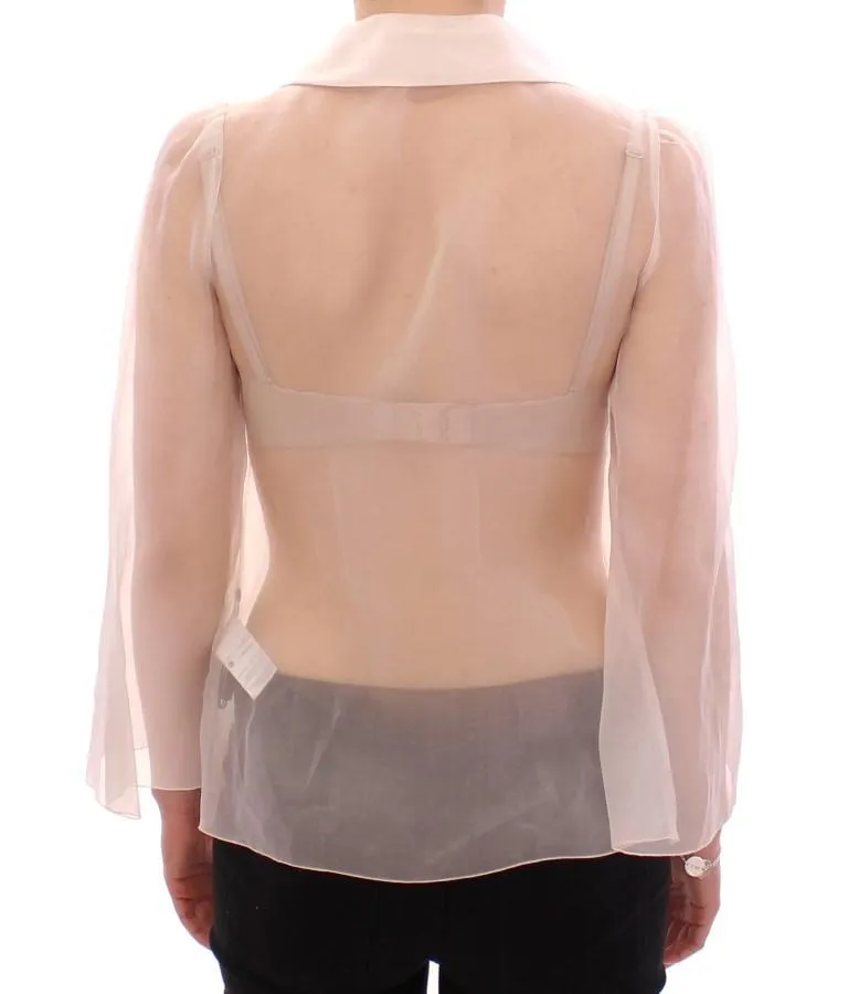 White Silk Crystal Sicily Blouse Shirt