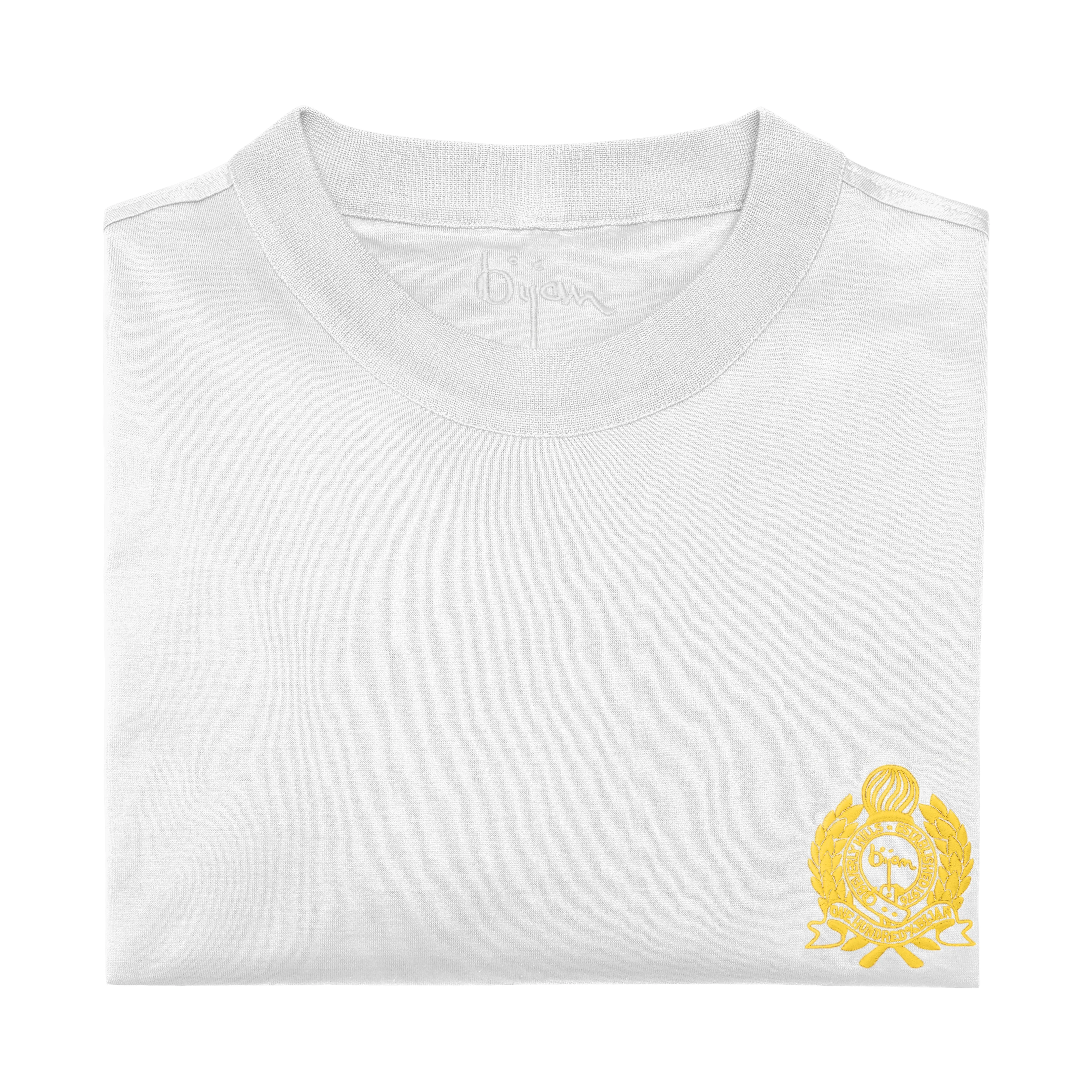 White with Yellow Crest Short Sleeve T-Shirt