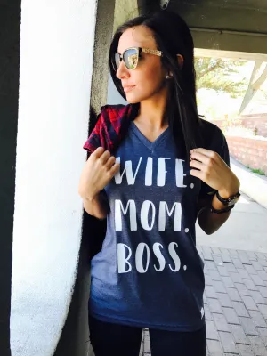 Wife Mom Boss Shirt - Funny Mom Shirt - Wife Shirt - Mama Boss -  Birch Bear Co