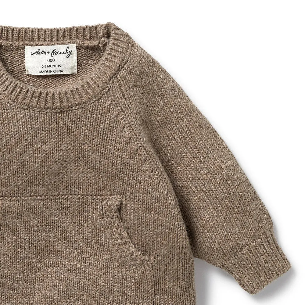 WILSON & FRENCHY WALNUT KNIT POCKET JUMPER