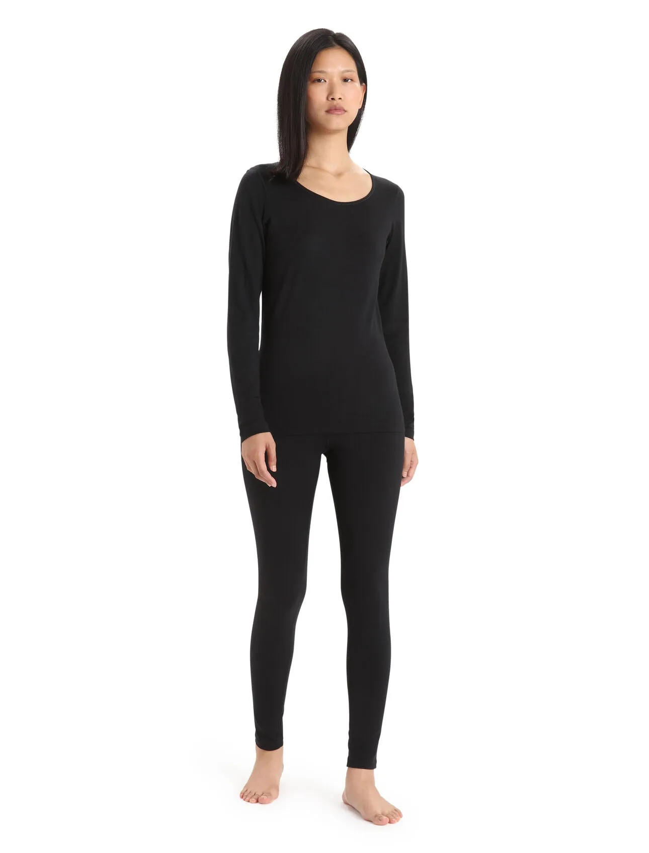 WOMEN'S 200 OASIS LS SCOOP NECK - BLACK