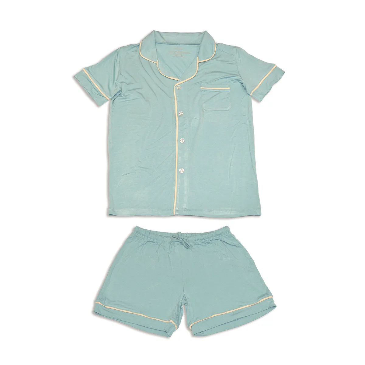 Women's Bamboo Short Sleeve Collared PJ Set with Shorts (Lustre)