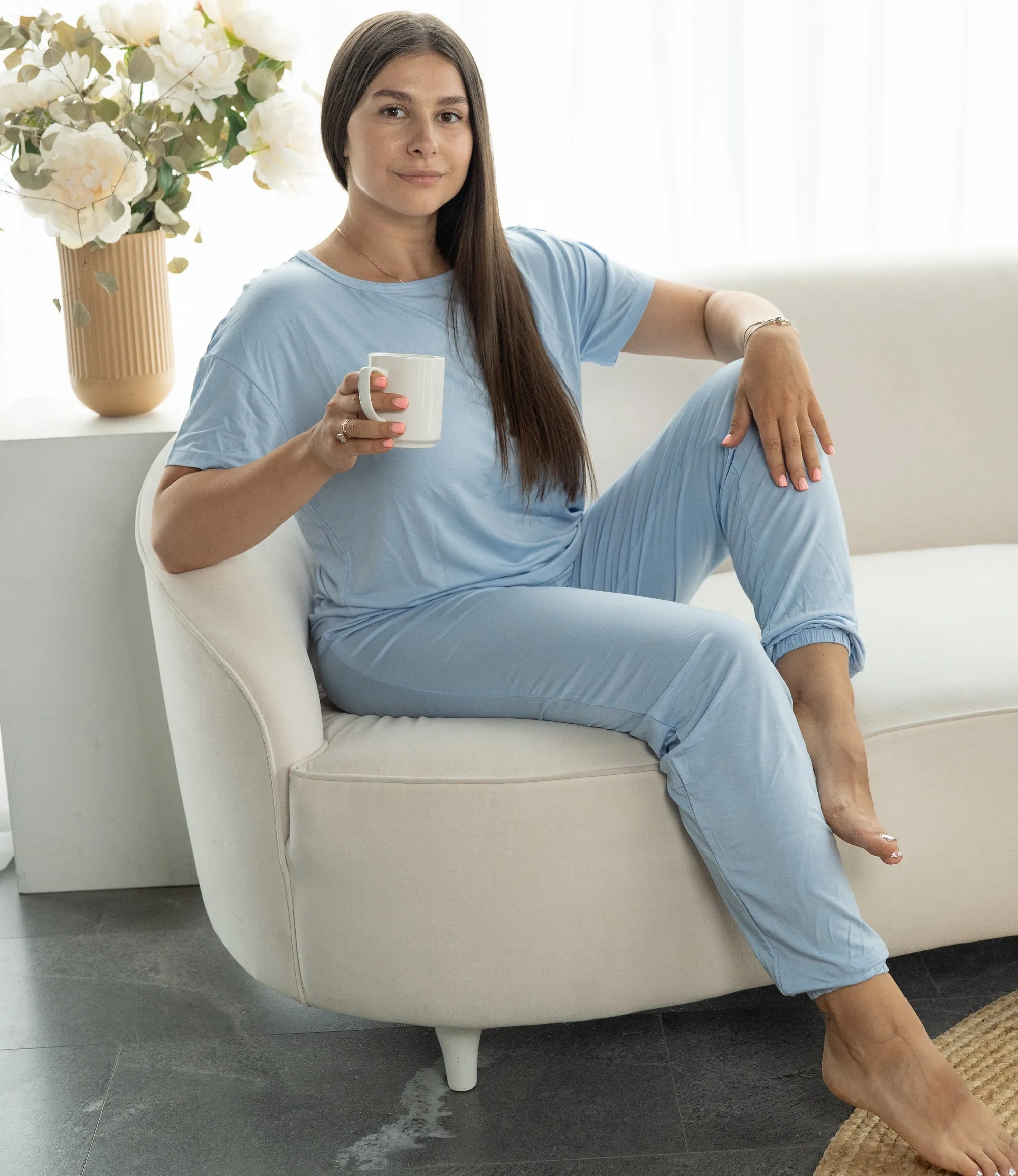 Women's Bamboo Short Sleeve Loungewear Set (Skydive)