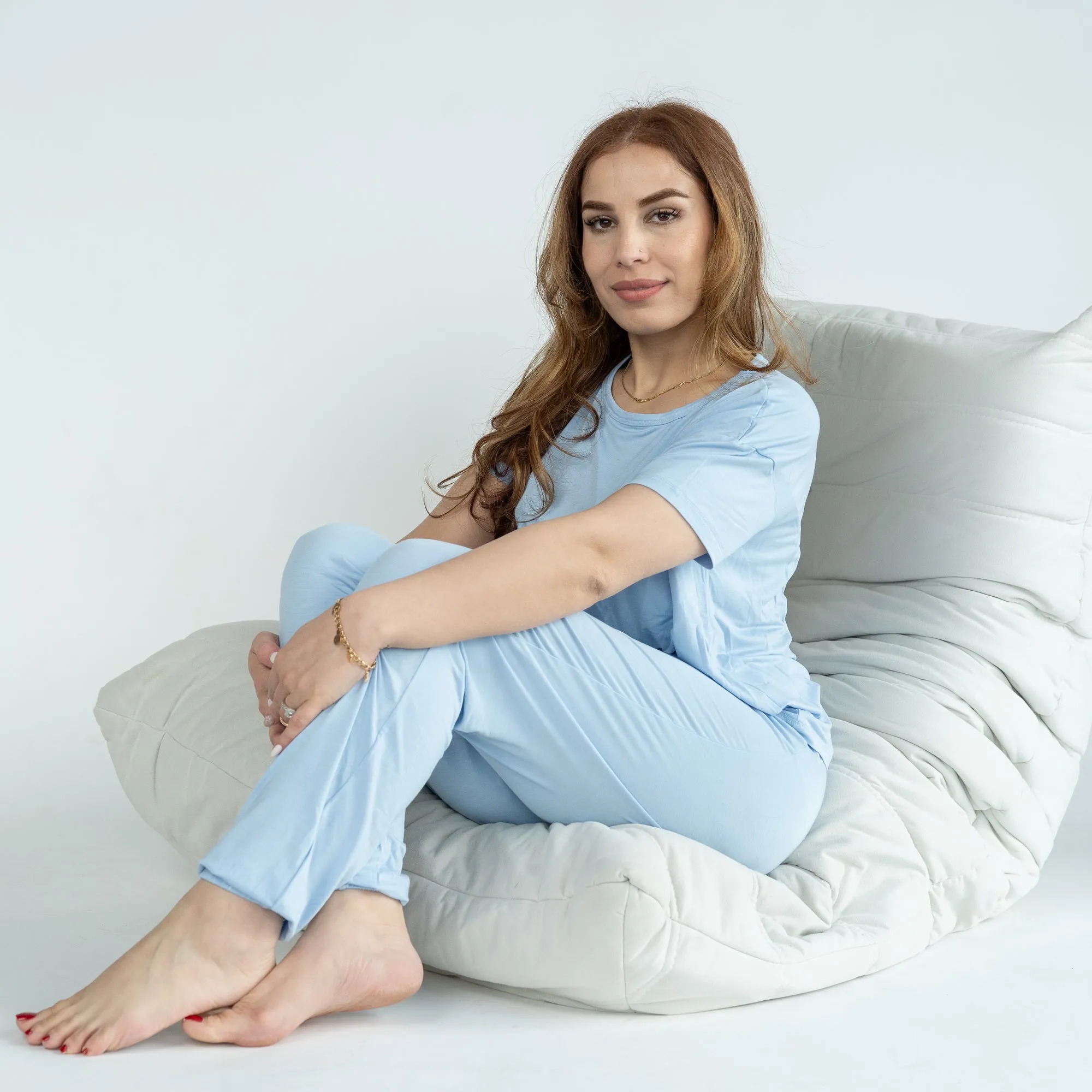 Women's Bamboo Short Sleeve Loungewear Set (Skydive)