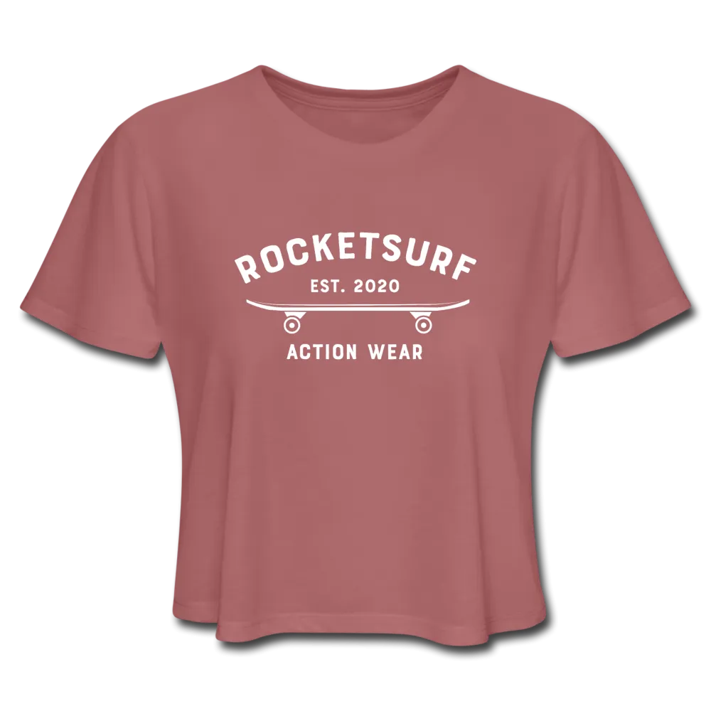 Women's Cropped T-Shirt - RocketSurf Skate Club White Lettering