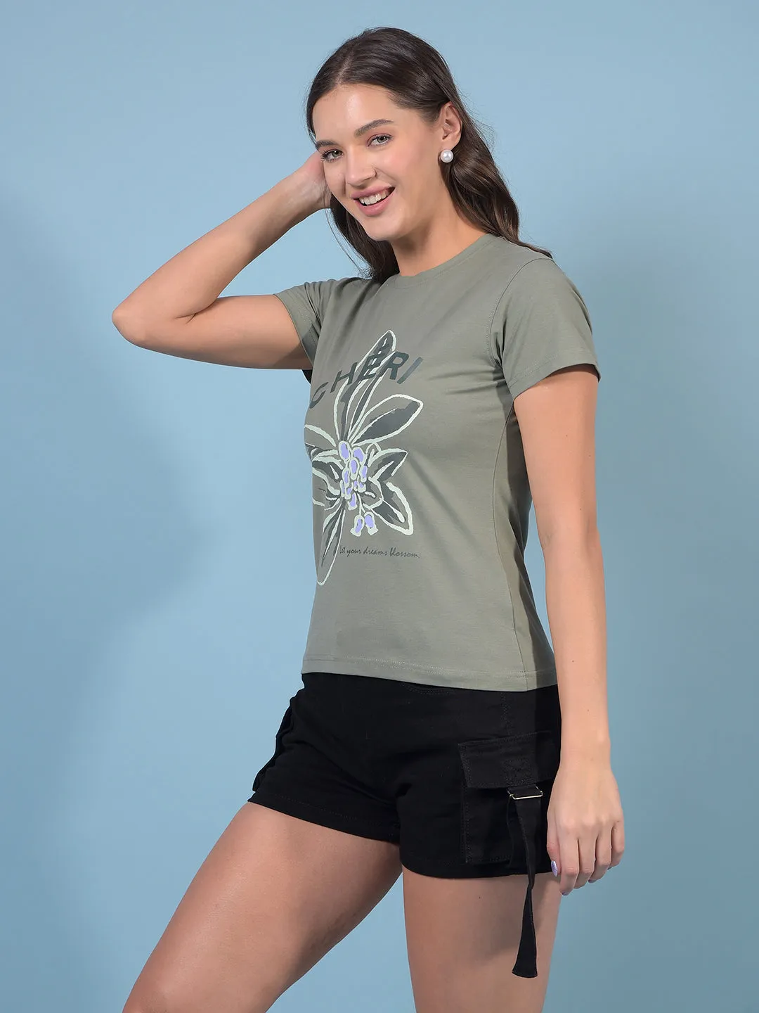 Women's Green Graphic Print T-Shirt