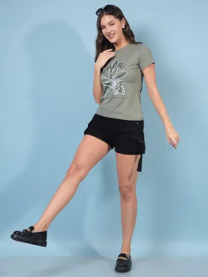 Women's Green Graphic Print T-Shirt