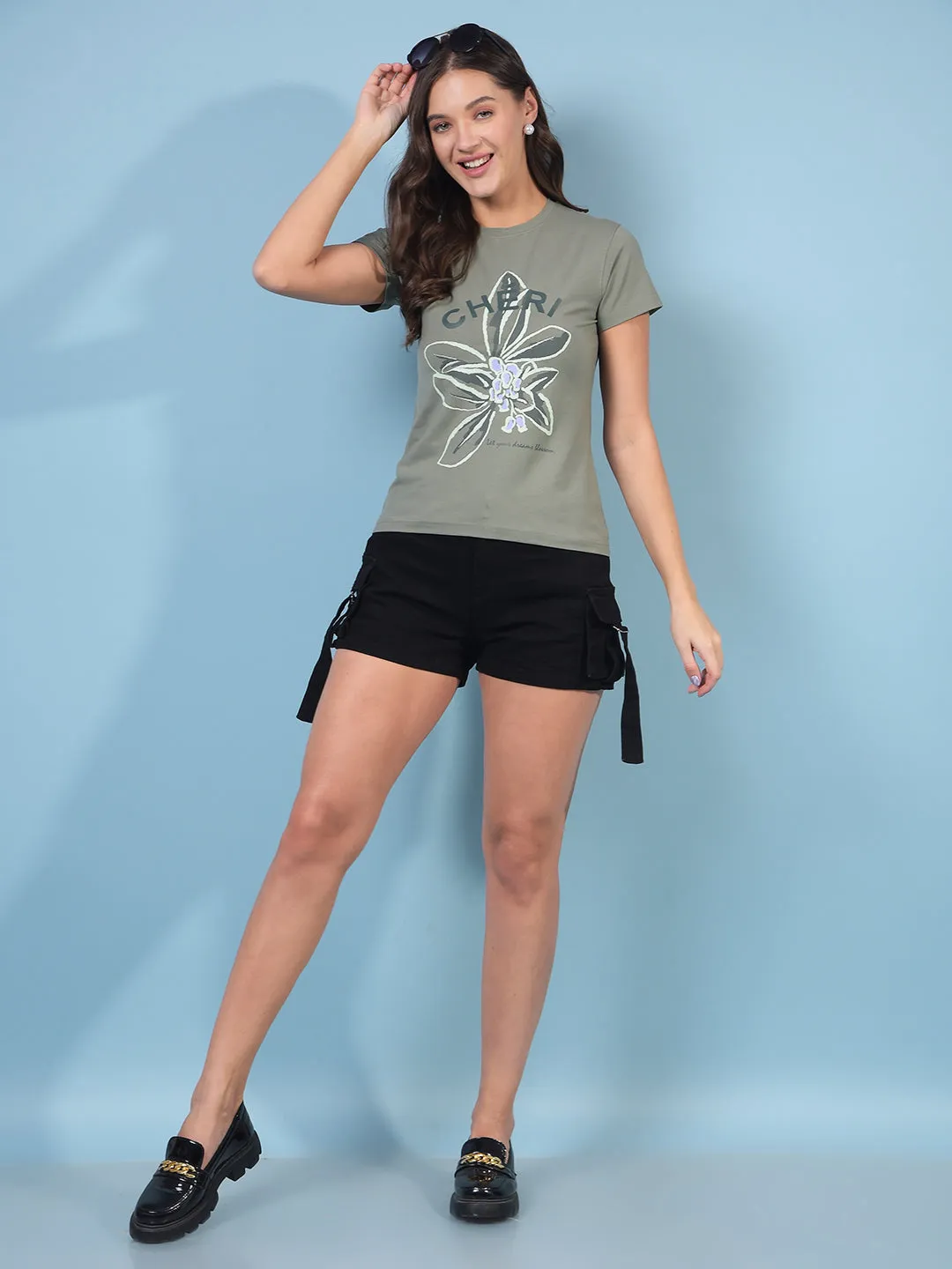 Women's Green Graphic Print T-Shirt