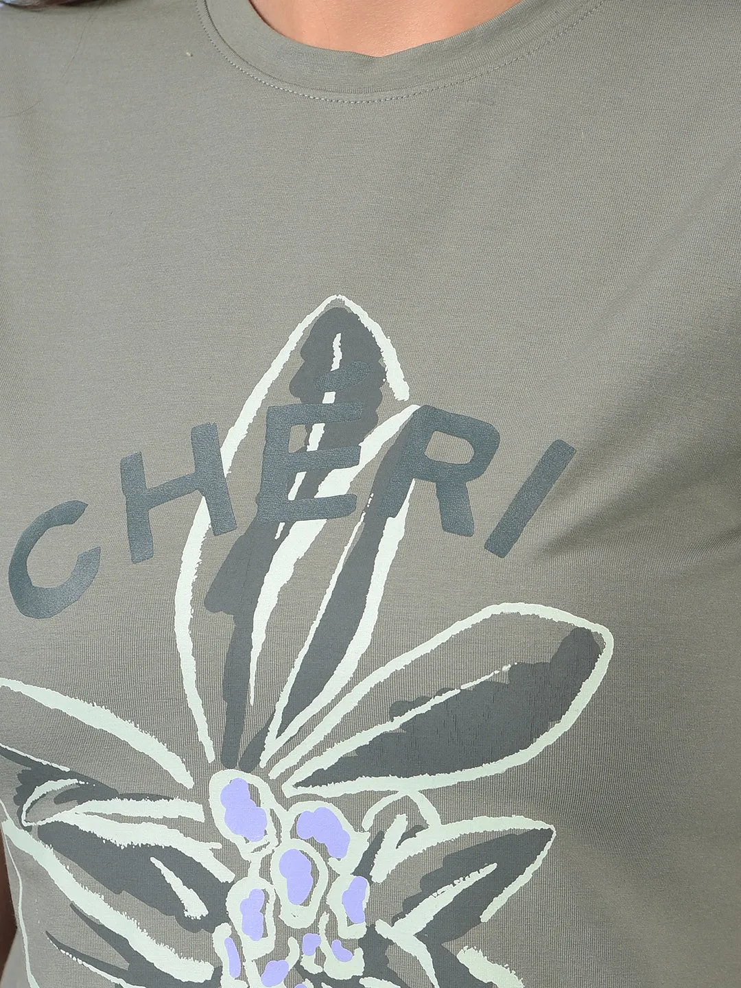 Women's Green Graphic Print T-Shirt