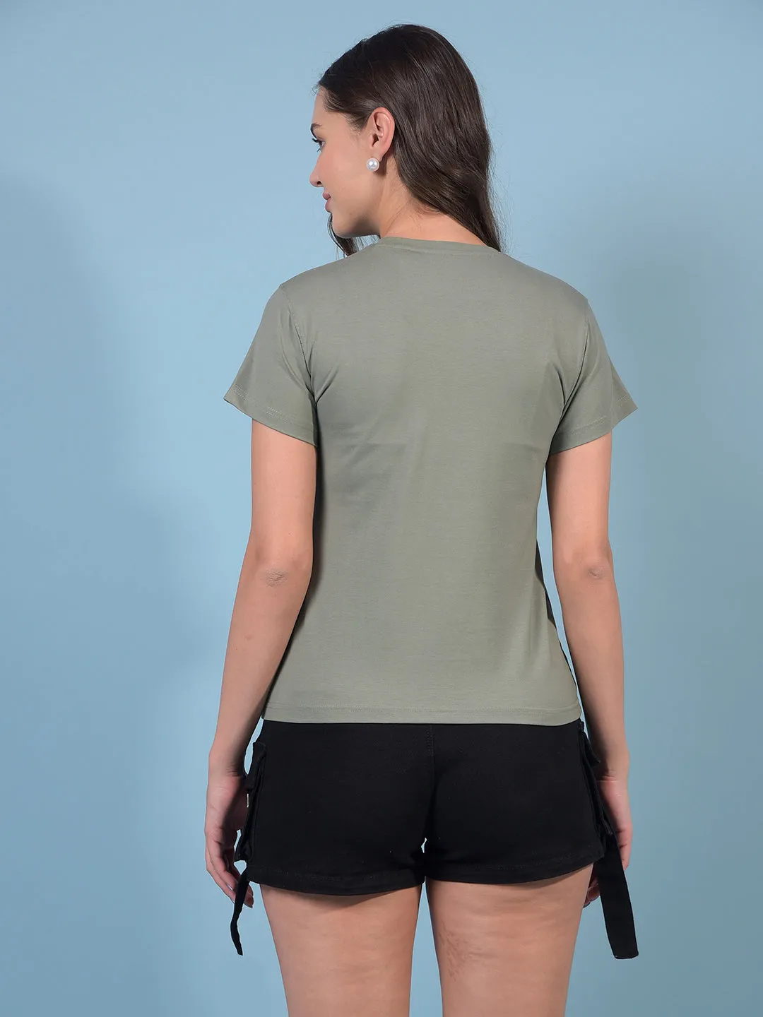 Women's Green Graphic Print T-Shirt