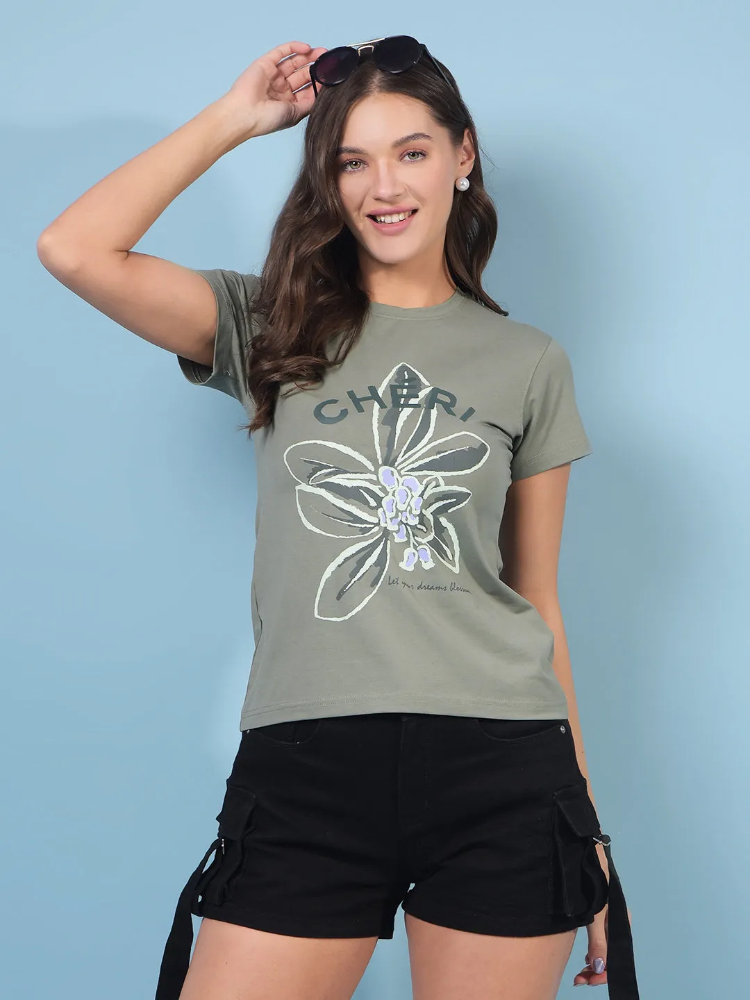Women's Green Graphic Print T-Shirt