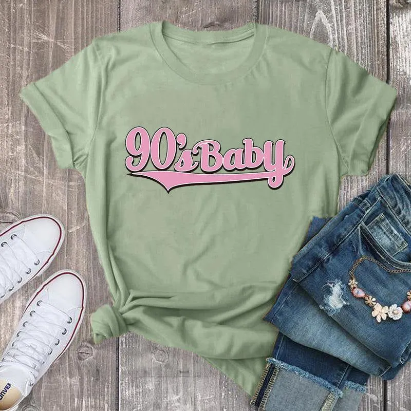 Women's Letter Printed Polyester T-shirt