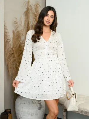 WOMEN'S LONG SLEEVE V-NECK MINI DRESS