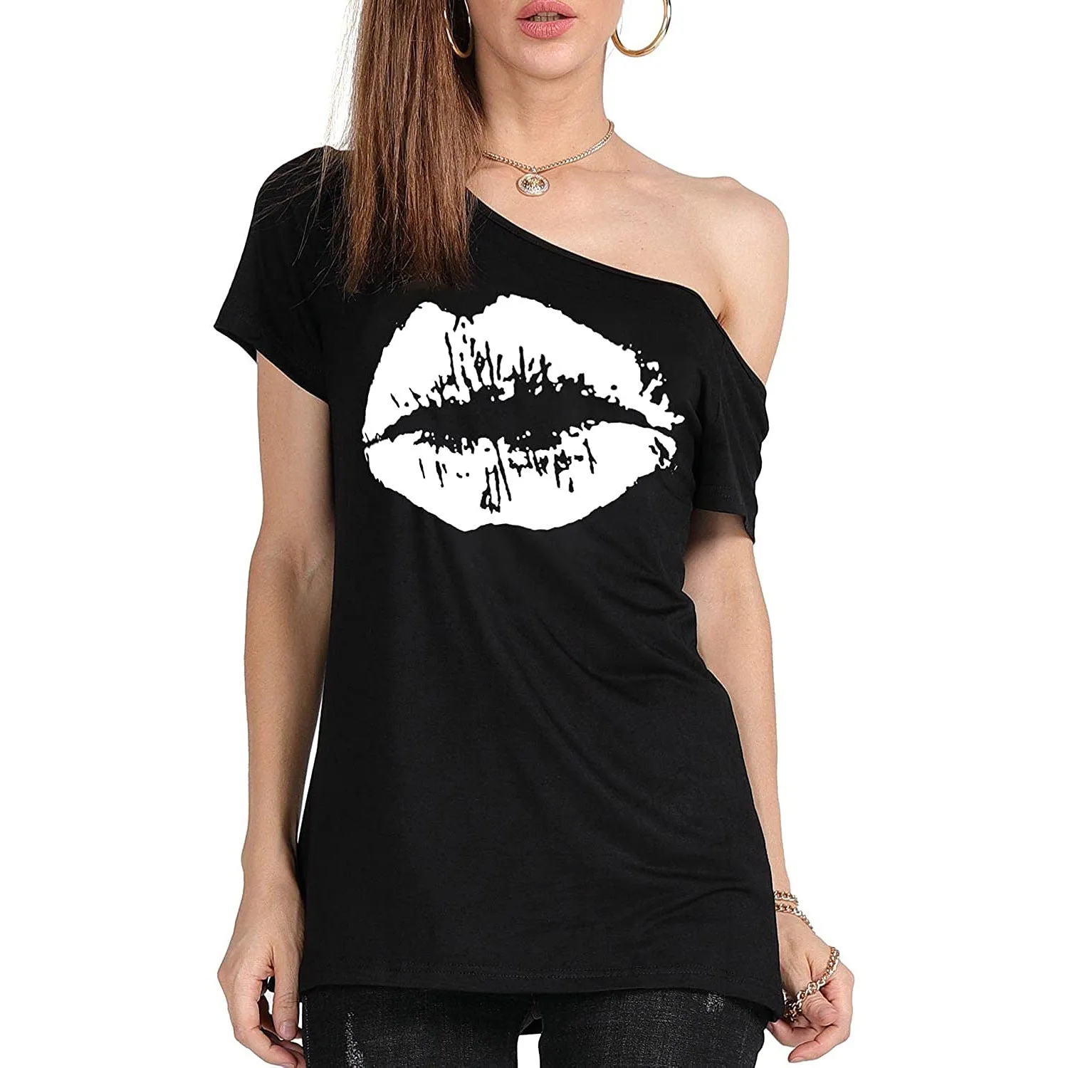 Women's Loose Shoulder Versatile Printed T-shirt