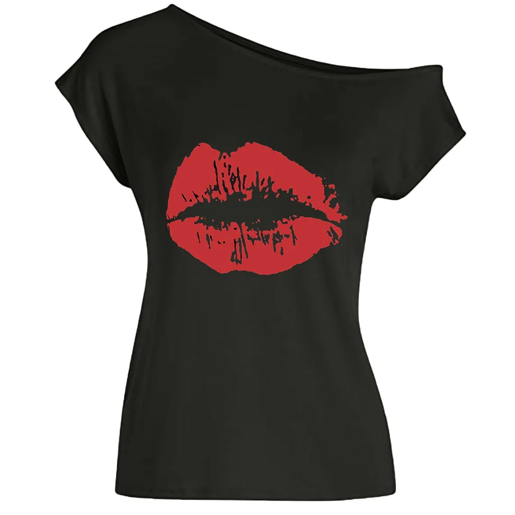 Women's Loose Shoulder Versatile Printed T-shirt