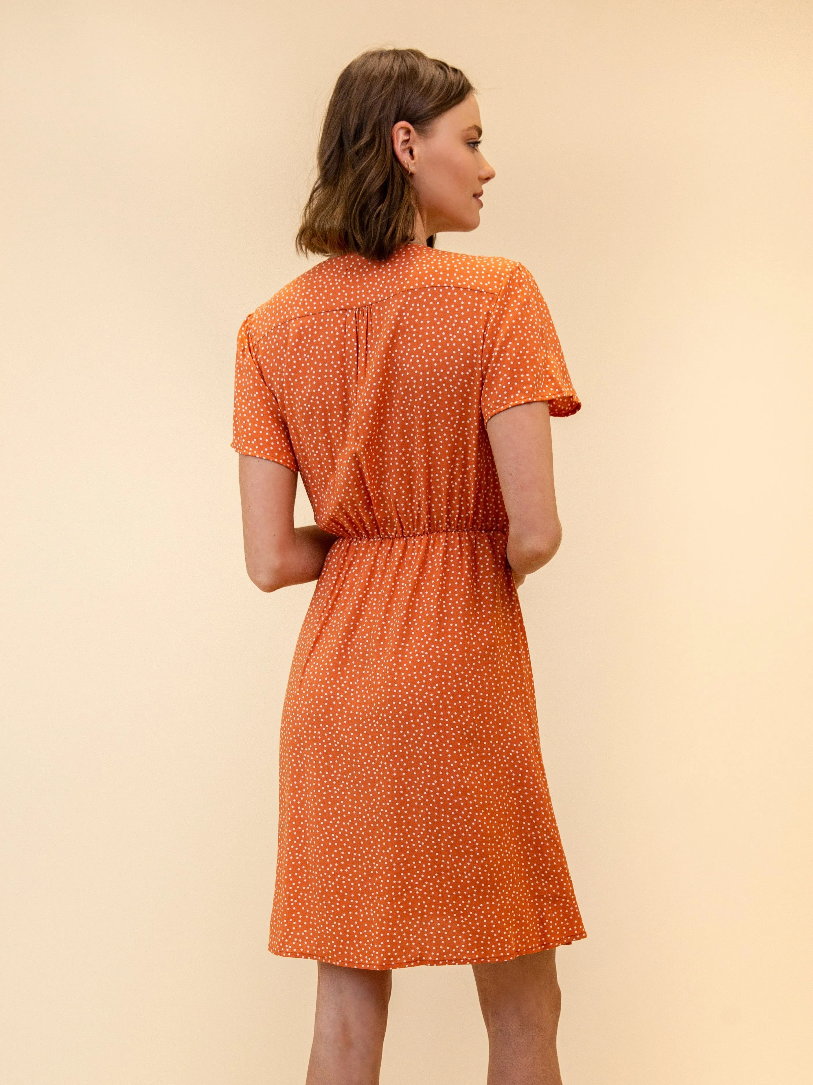 WOMEN'S MINI WRAP POLKA DOTS DRESS