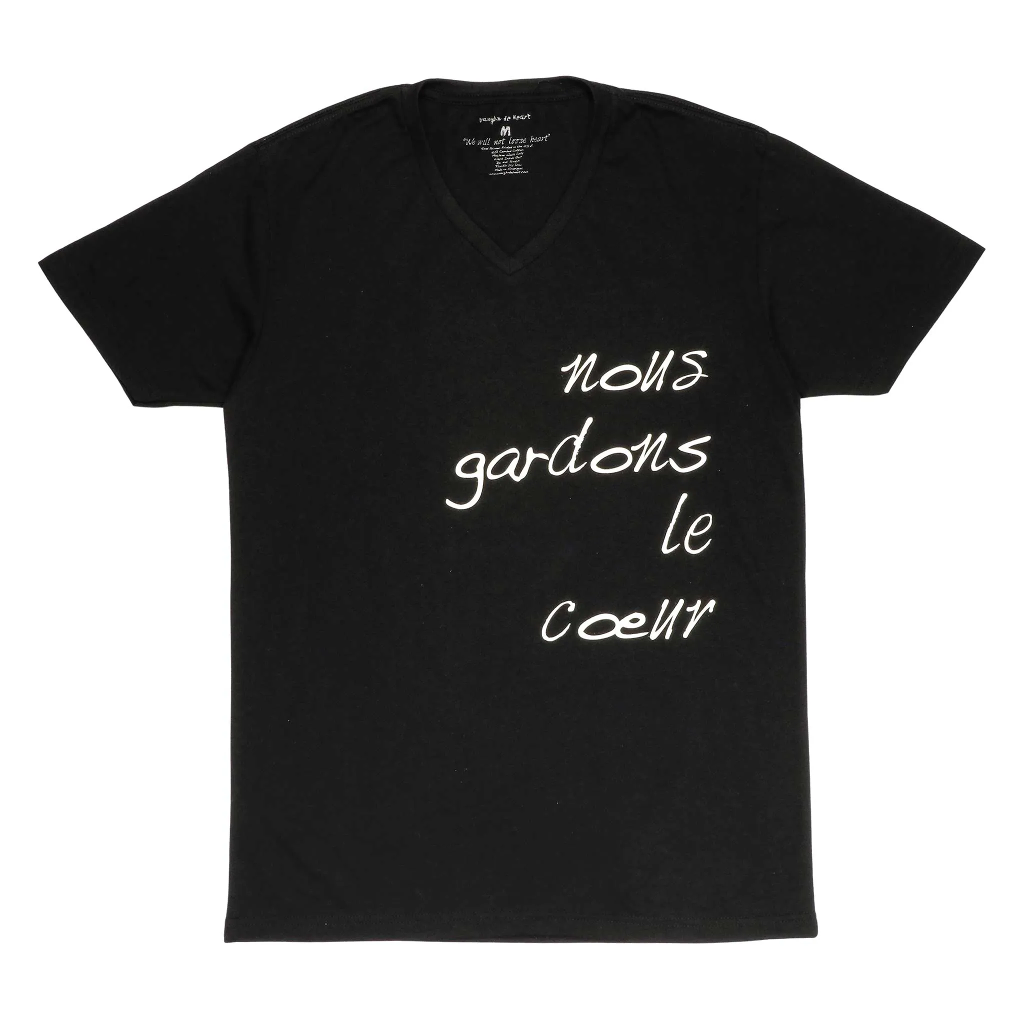Women's - Nous gardons le coeur Black V-Neck T-Shirt