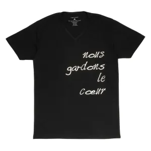 Women's - Nous gardons le coeur Black V-Neck T-Shirt