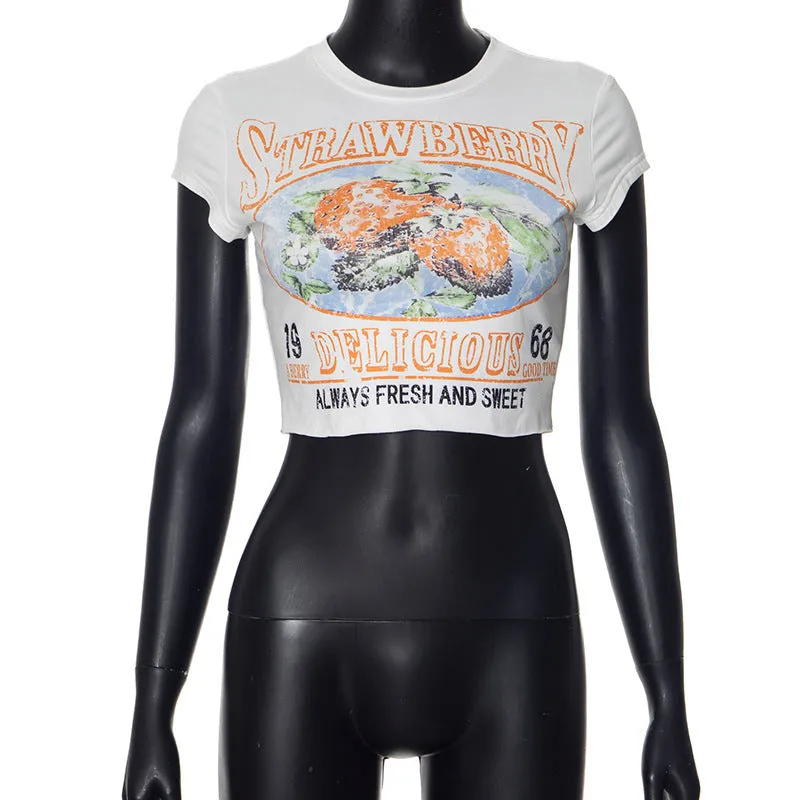 Women's Printed Short-sleeved Casual T-shirt Top