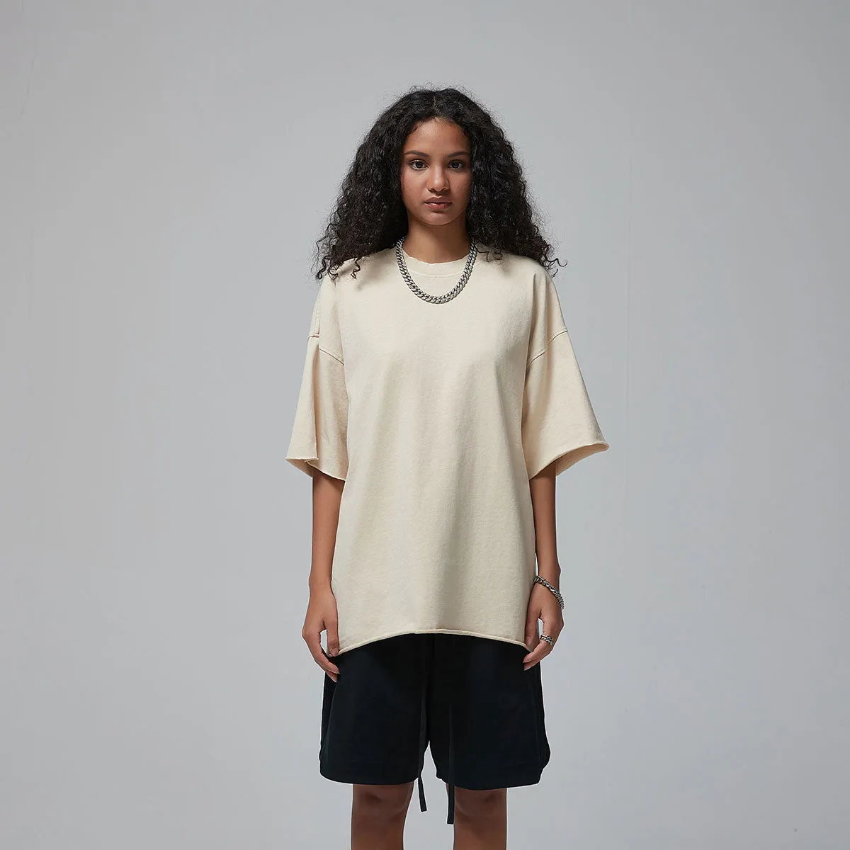 Women's Raw Edge 100 Cotton T Shirt 300gsm