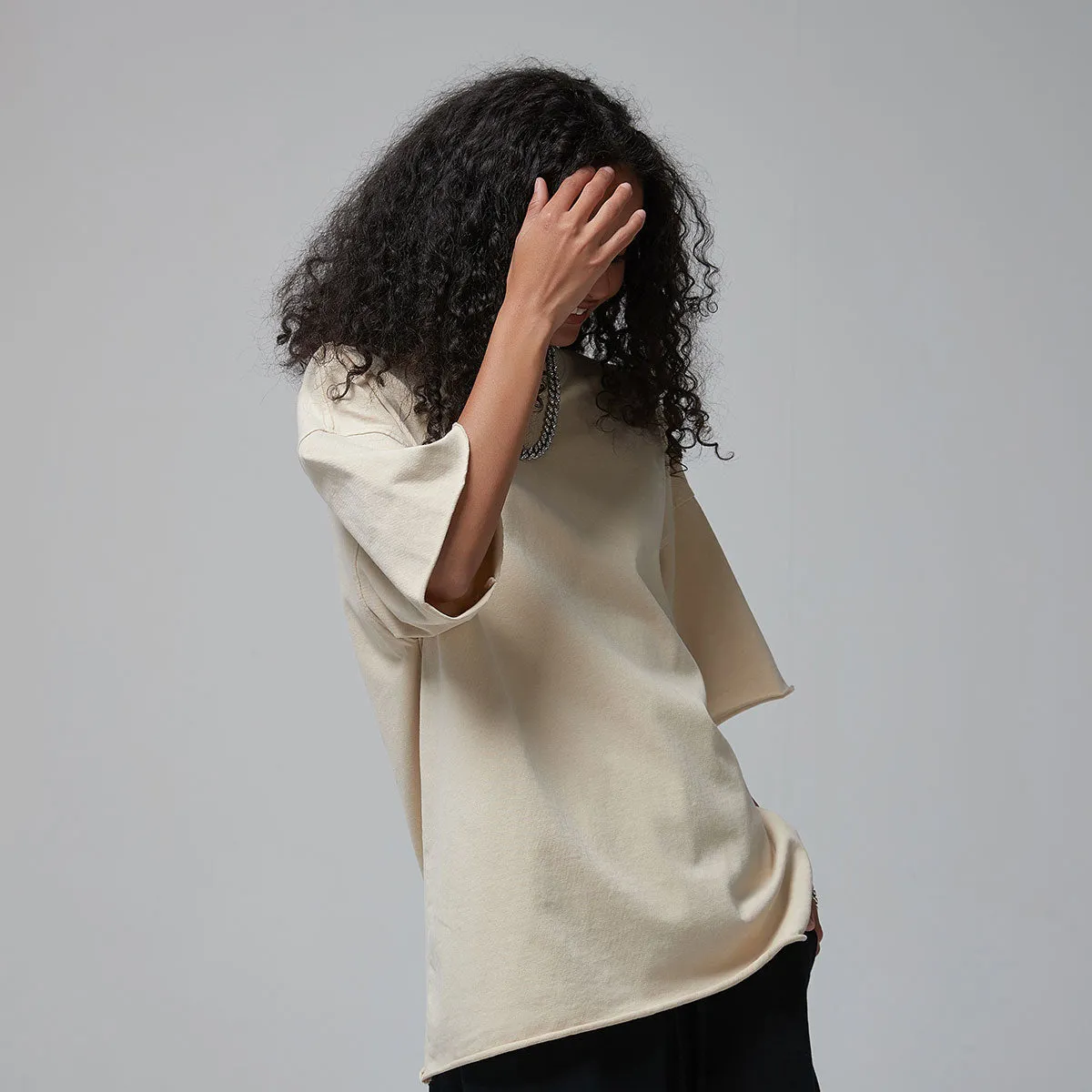 Women's Raw Edge 100 Cotton T Shirt 300gsm
