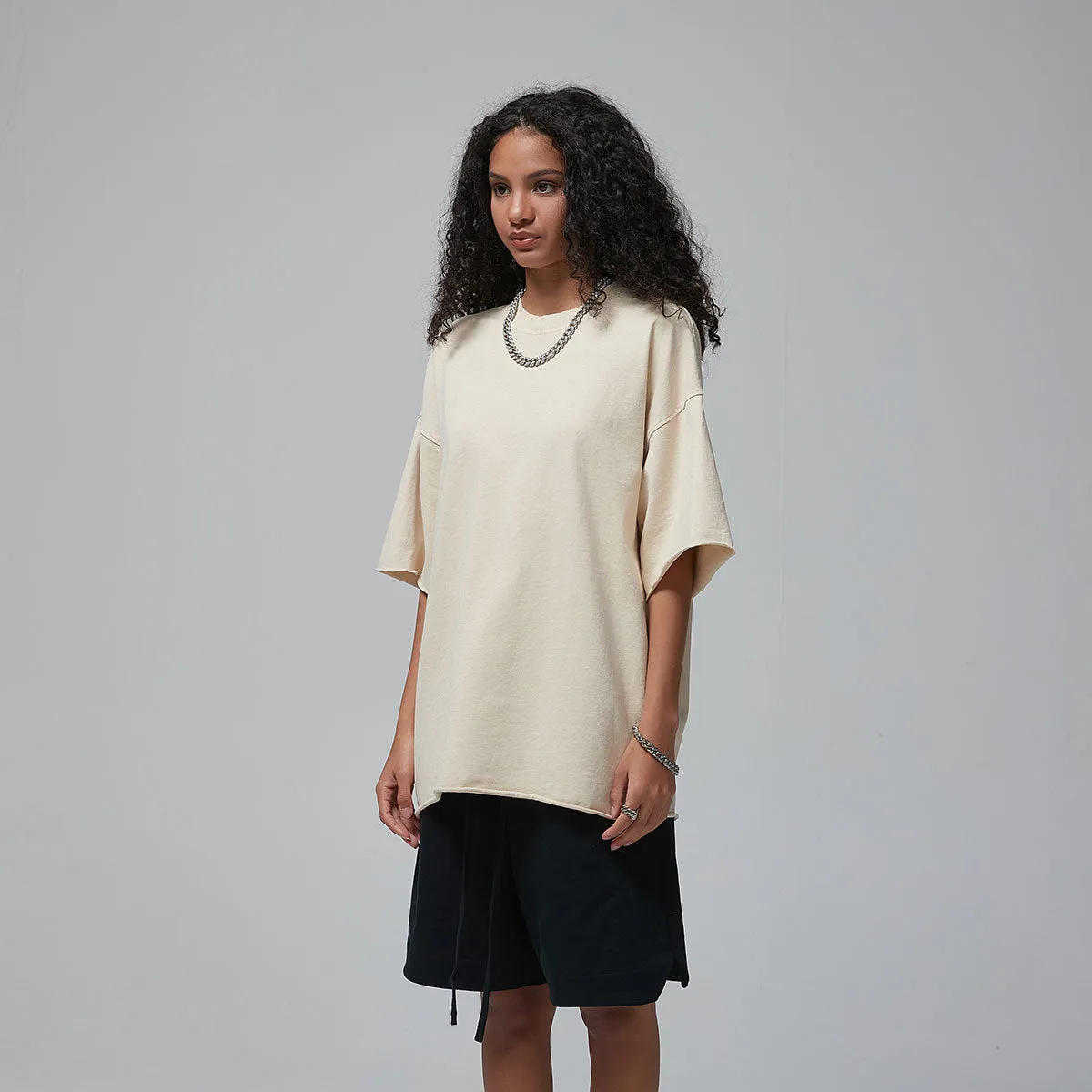 Women's Raw Edge 100 Cotton T Shirt 300gsm