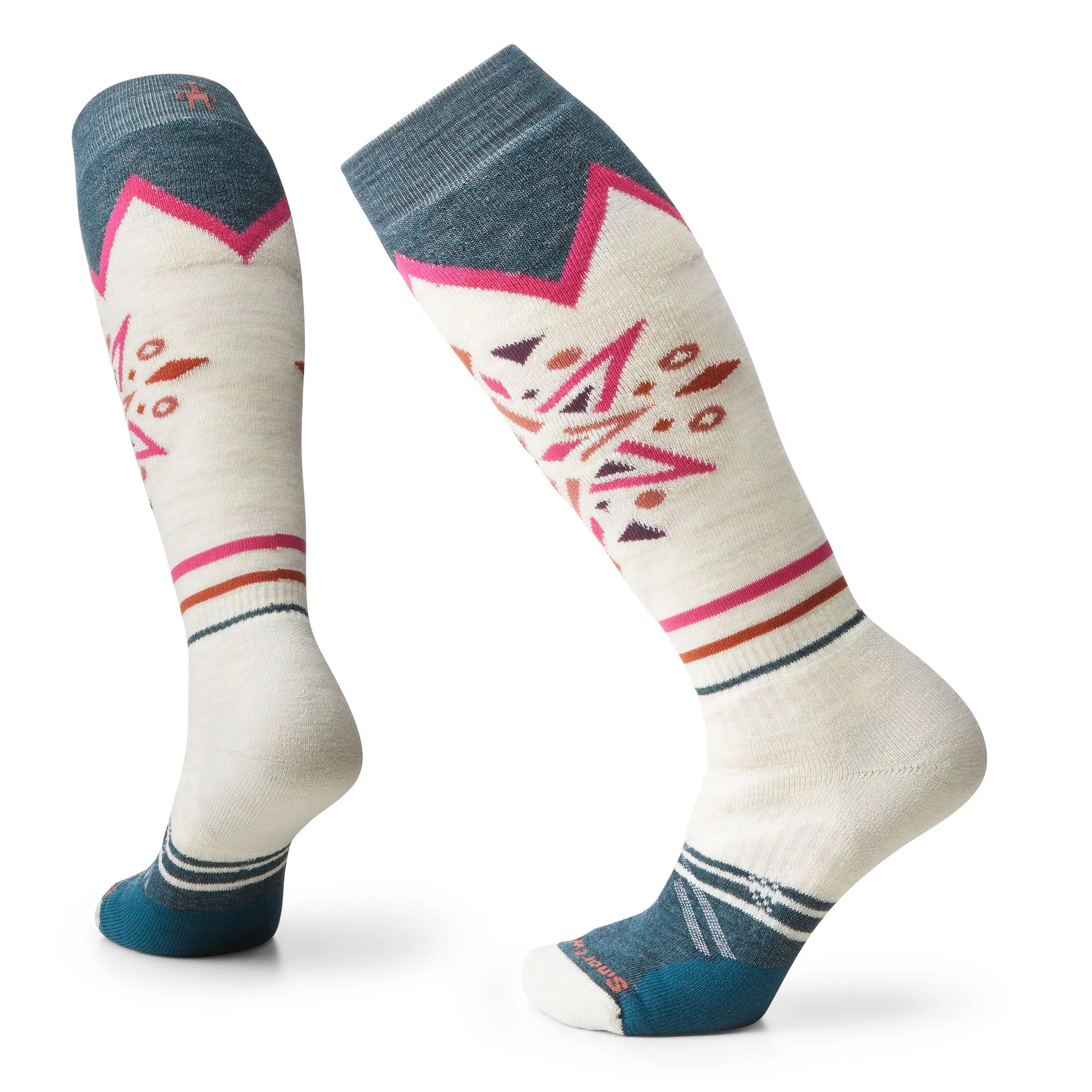 Women's Ski Full Cushion Mountain Snowflake Pattern OTC Socks