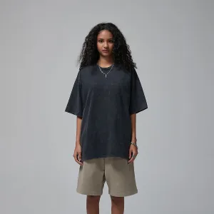 Women's Stone Wash Faded Distressed Tee 250gsm