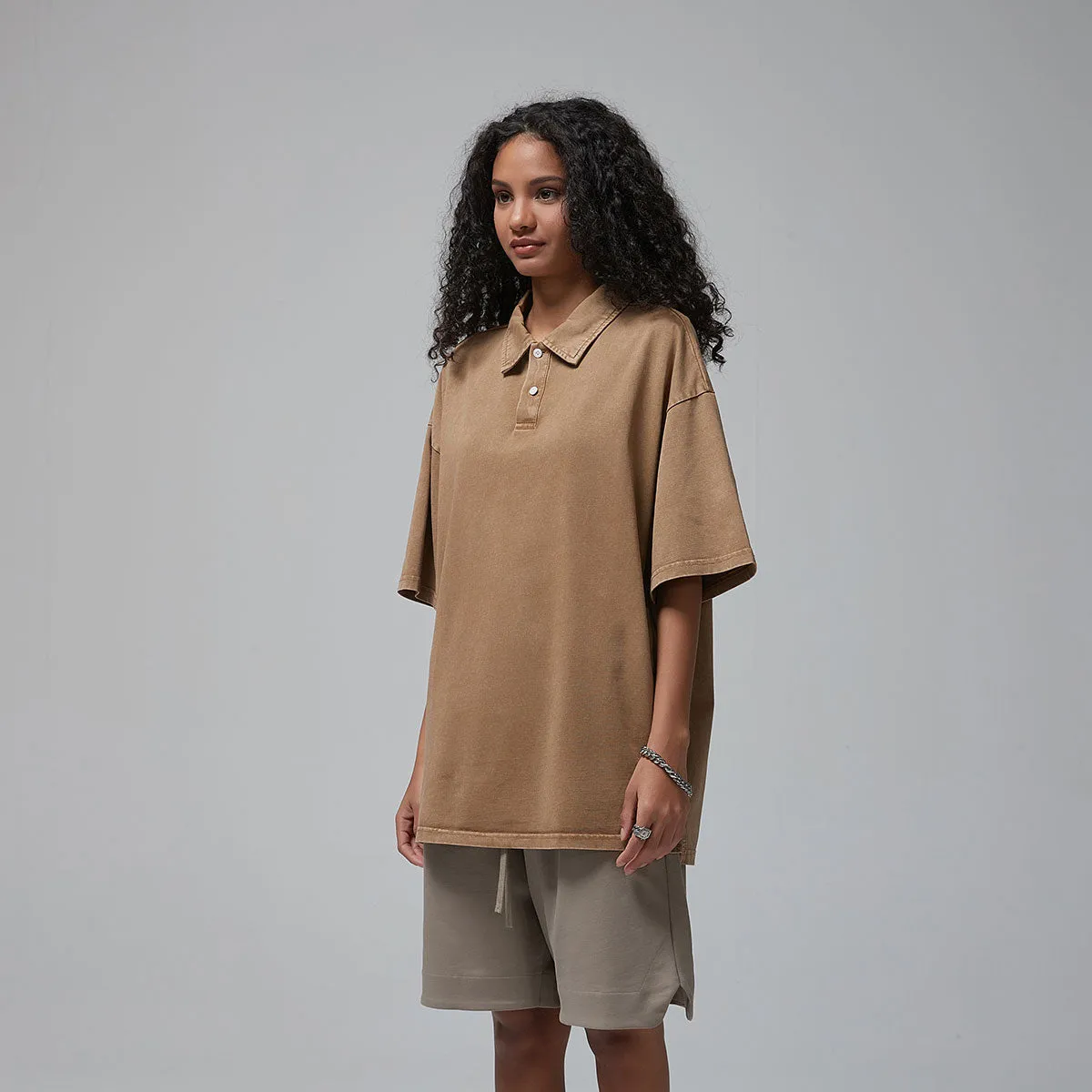 Women's Stone Wash Heavy Collar Shirt 260gsm