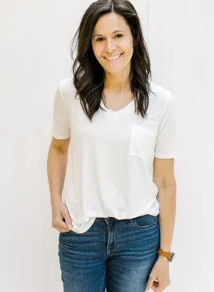 X Back to Basics V-Neck Tee in Ivory