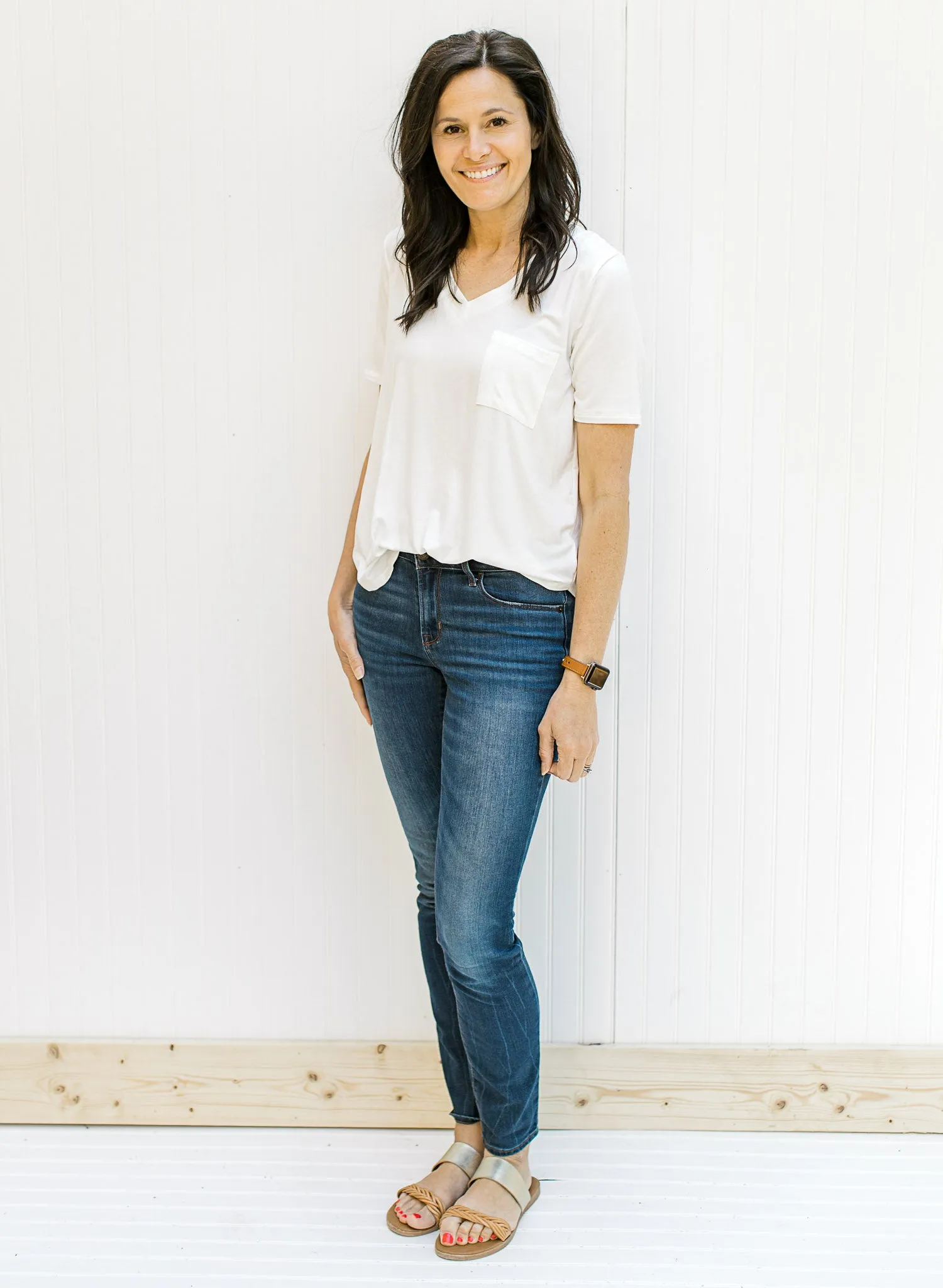 X Back to Basics V-Neck Tee in Ivory