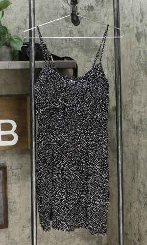 Xhilaration Women's Polka Dot Sleeveless Ruched Front Dress Black / White Small