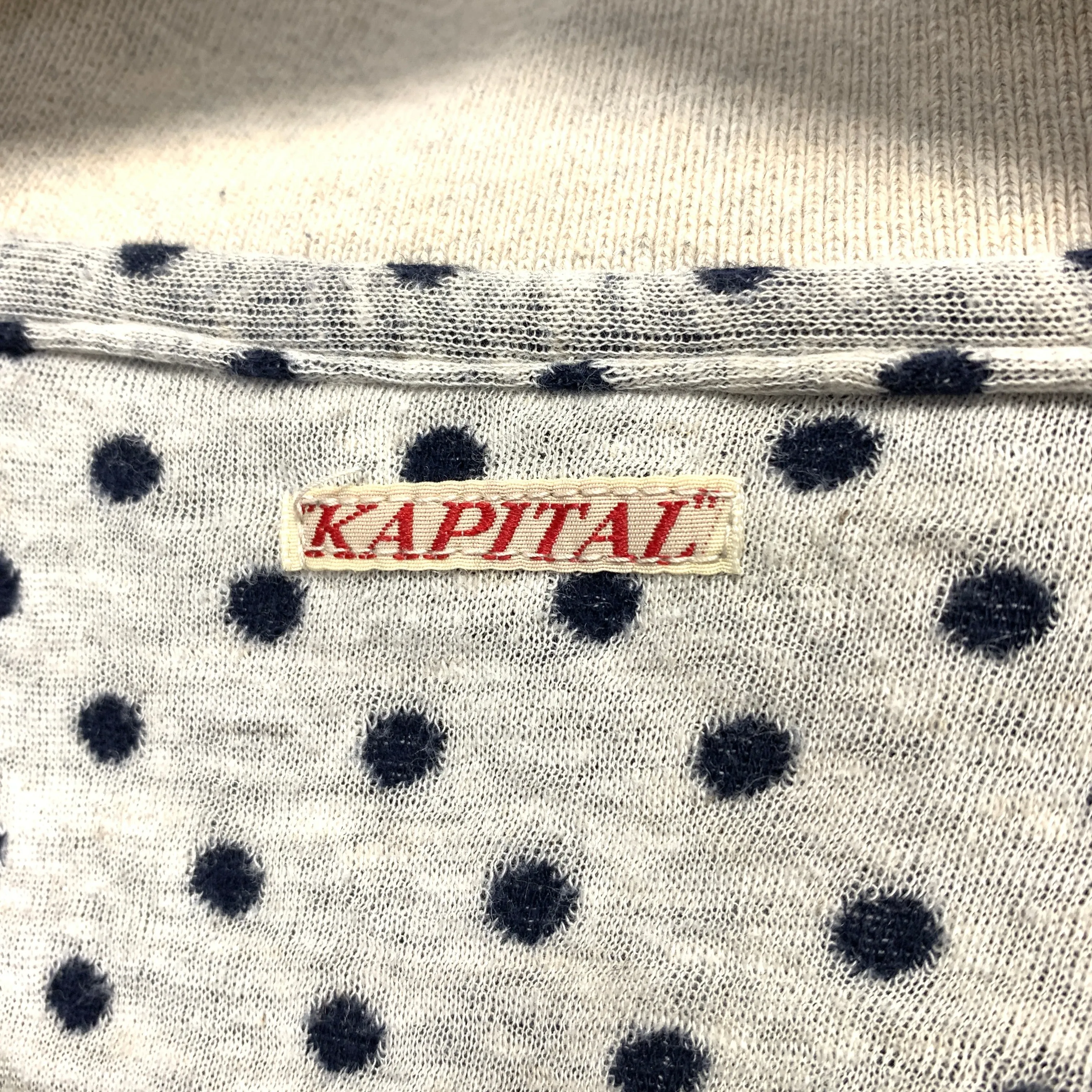 [XL] Kapital Diver Polka Dot Polo Shirt Grey