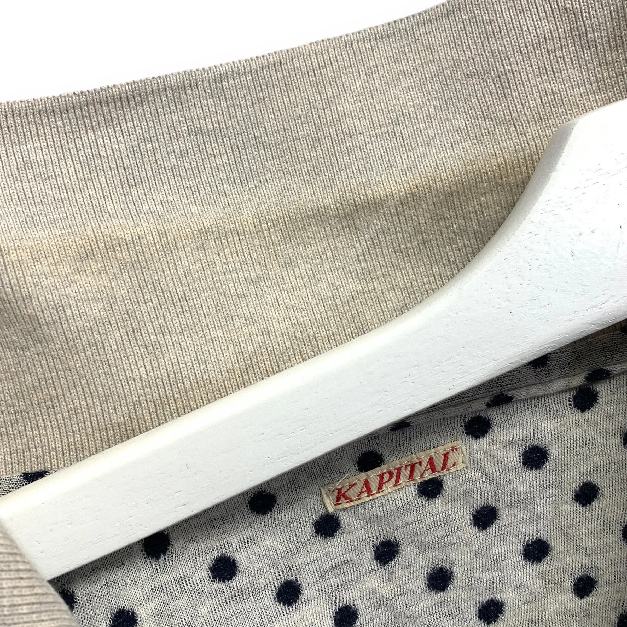 [XL] Kapital Diver Polka Dot Polo Shirt Grey