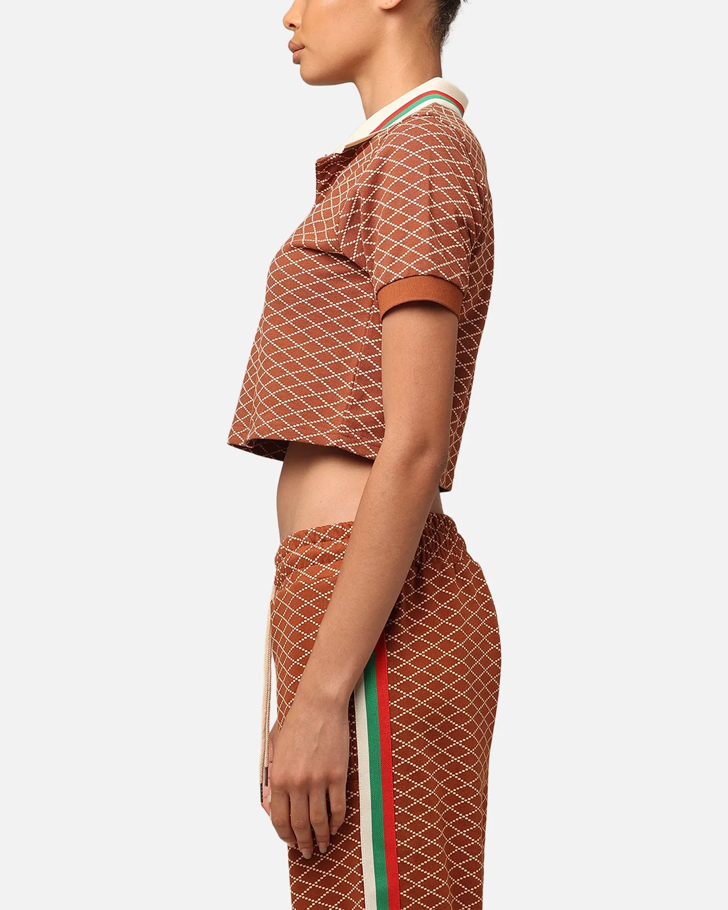 XXIII Women's Cropped Printed Polo Shirt Brown