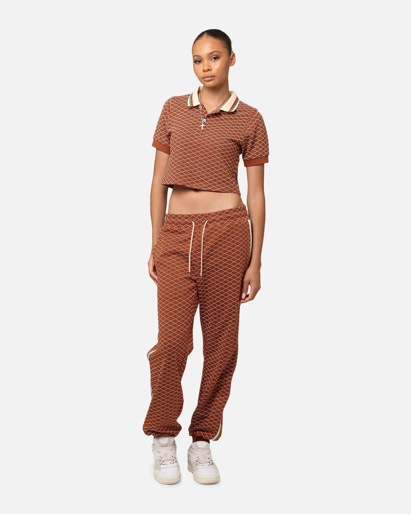 XXIII Women's Cropped Printed Polo Shirt Brown