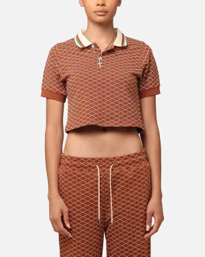 XXIII Women's Cropped Printed Polo Shirt Brown