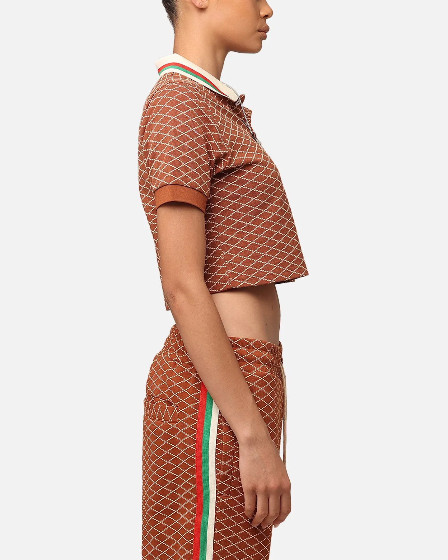 XXIII Women's Cropped Printed Polo Shirt Brown