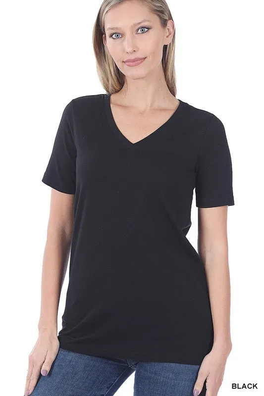 ZENANA Cotton V-Neck Short Sleeve T-Shirts
