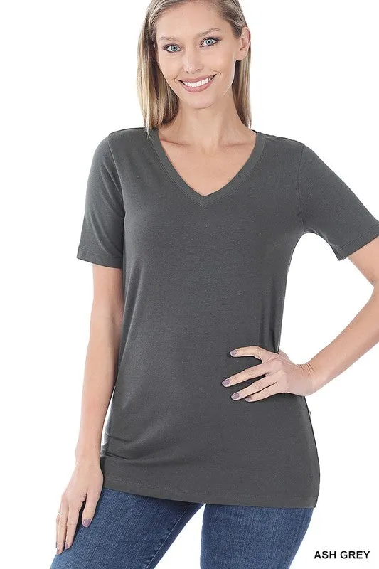 ZENANA Cotton V-Neck Short Sleeve T-Shirts