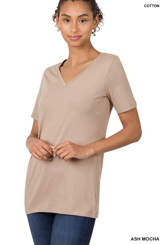 ZENANA Cotton V-Neck Short Sleeve T-Shirts
