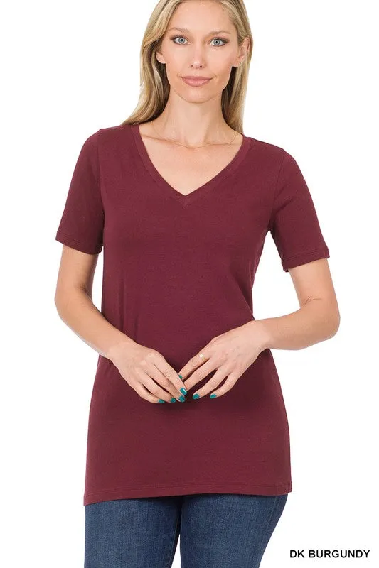 ZENANA Cotton V-Neck Short Sleeve T-Shirts