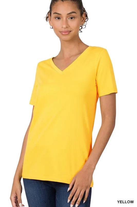 ZENANA Cotton V-Neck Short Sleeve T-Shirts