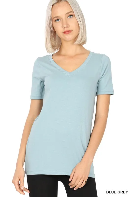 ZENANA Cotton V-Neck Short Sleeve T-Shirts