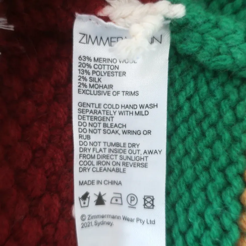 Zimmermann Concert Striped Sweater Multicolor Wool-Blend Size 1 NEW